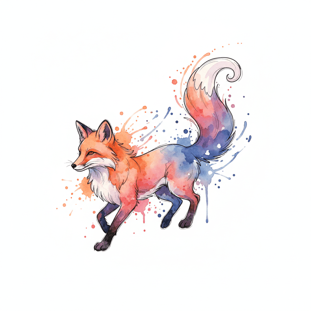 Watercolor tattoo flash design 62