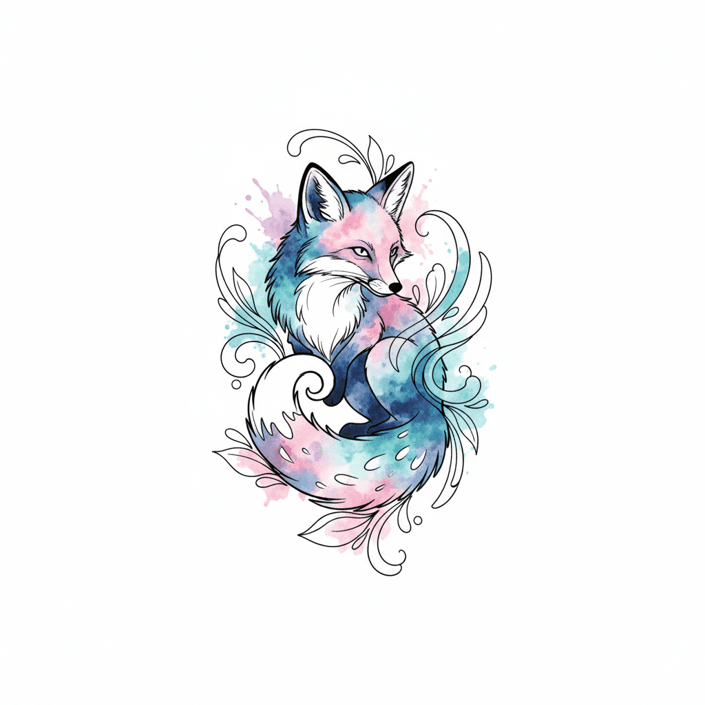Watercolor tattoo flash design 64