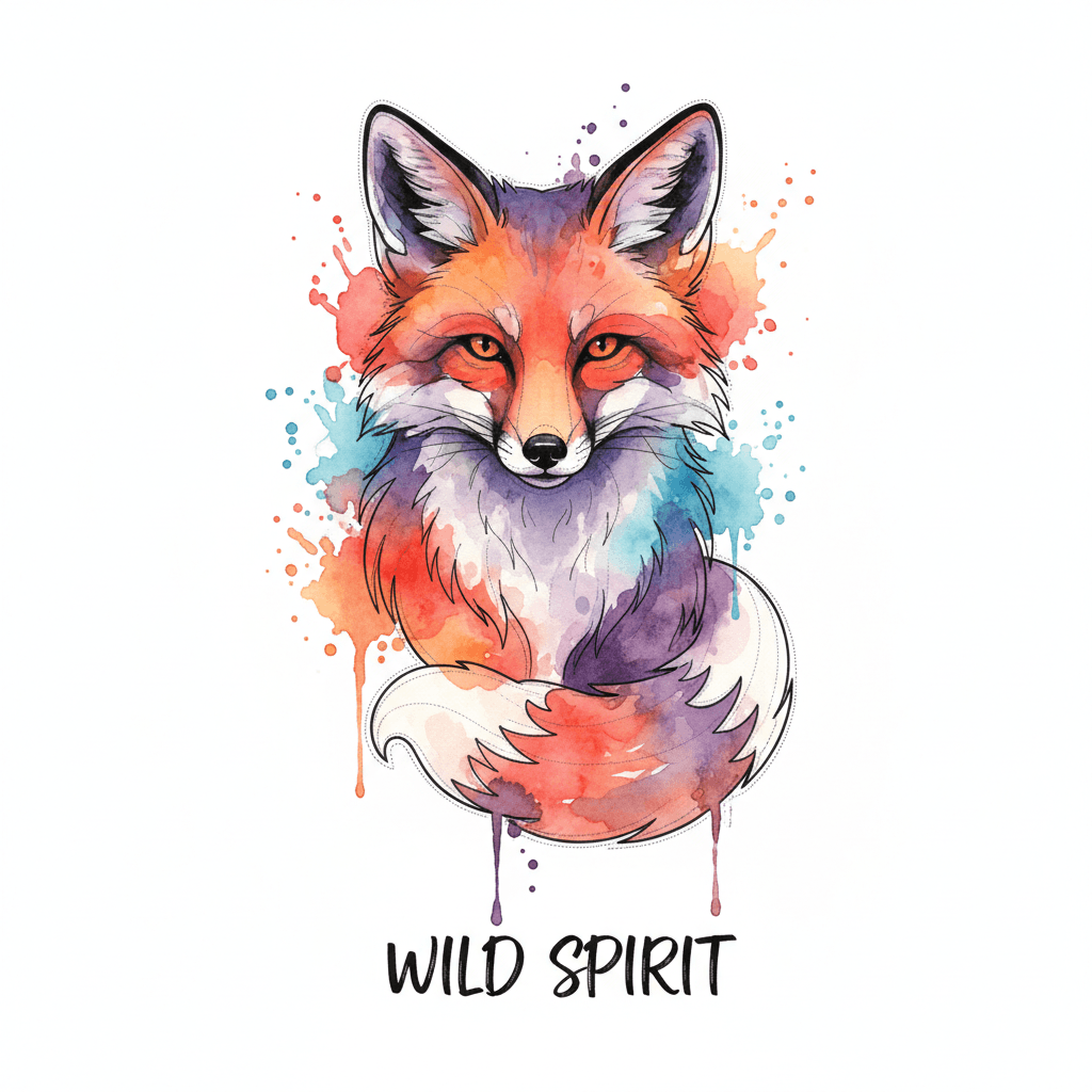 Watercolor tattoo flash design 68