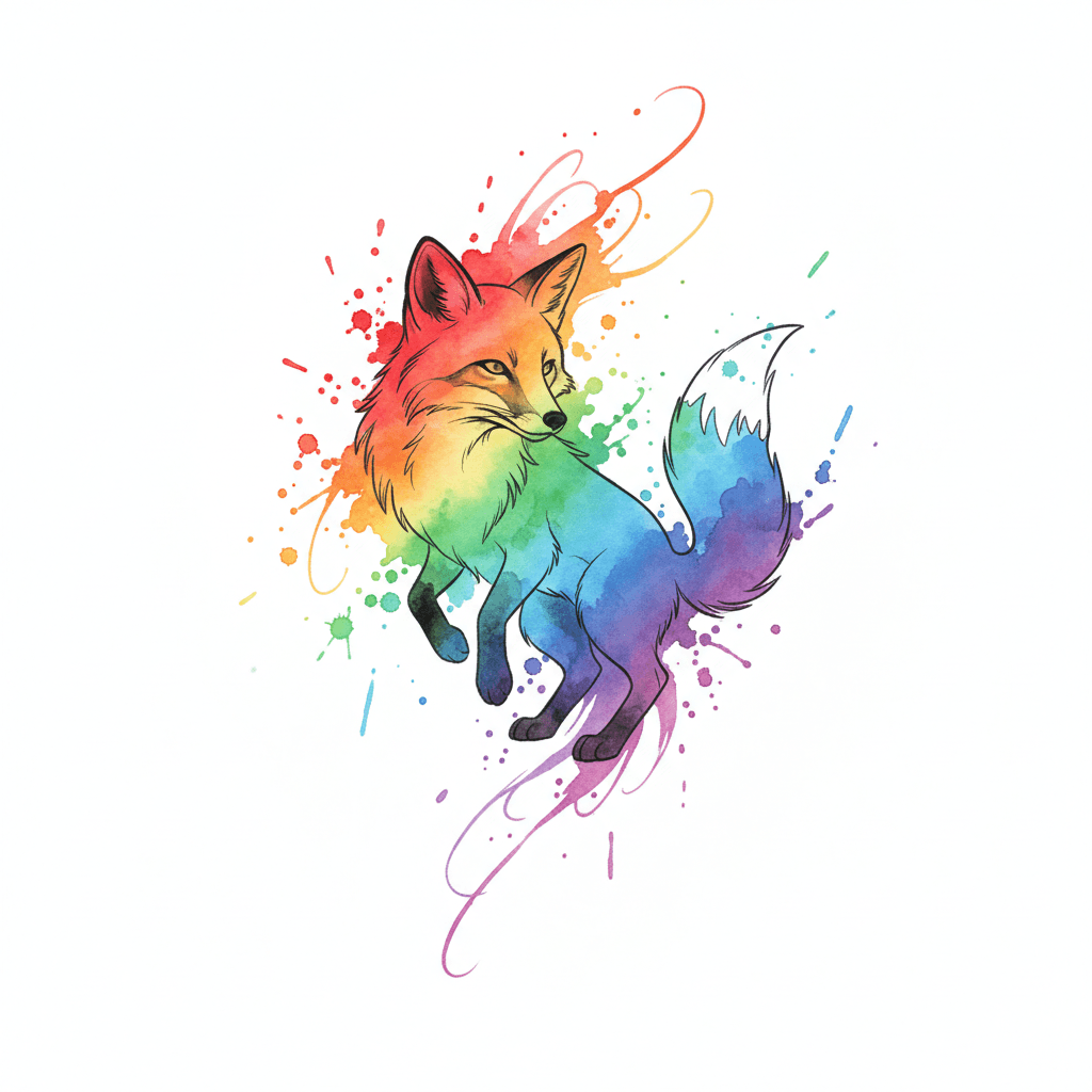 Watercolor tattoo flash design 72