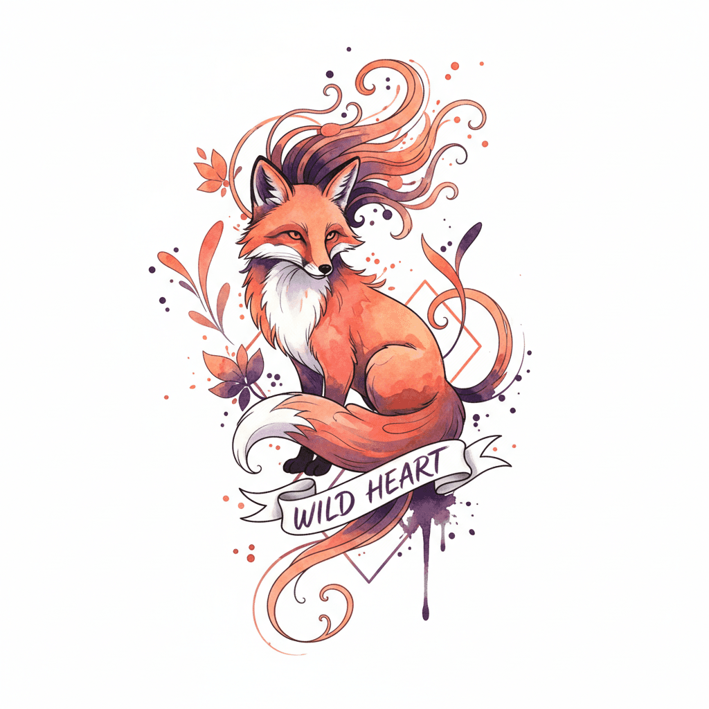 Watercolor tattoo flash design 74
