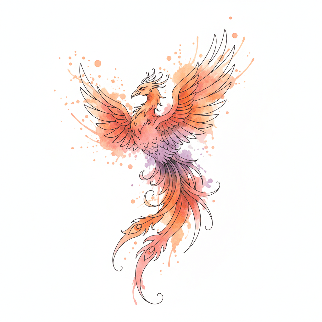 Watercolor tattoo flash design 80