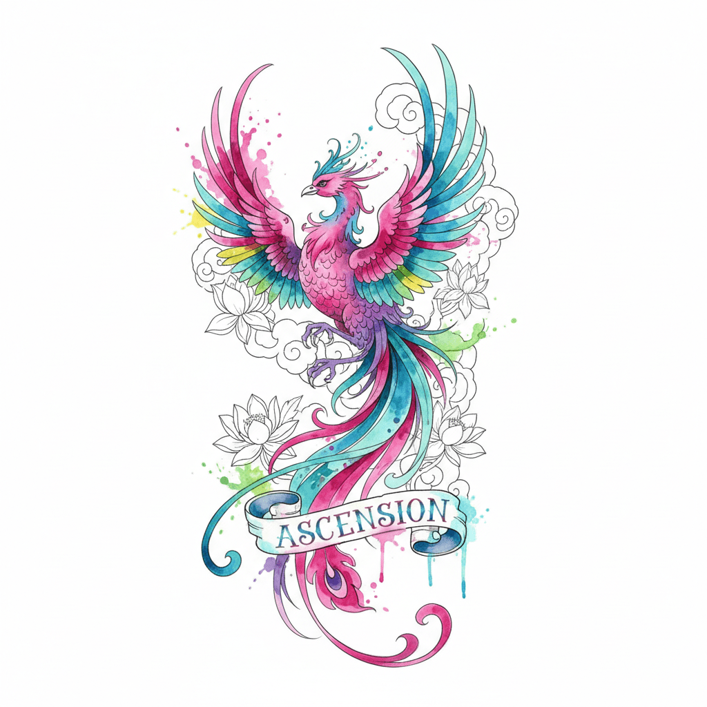 Watercolor tattoo flash design 82