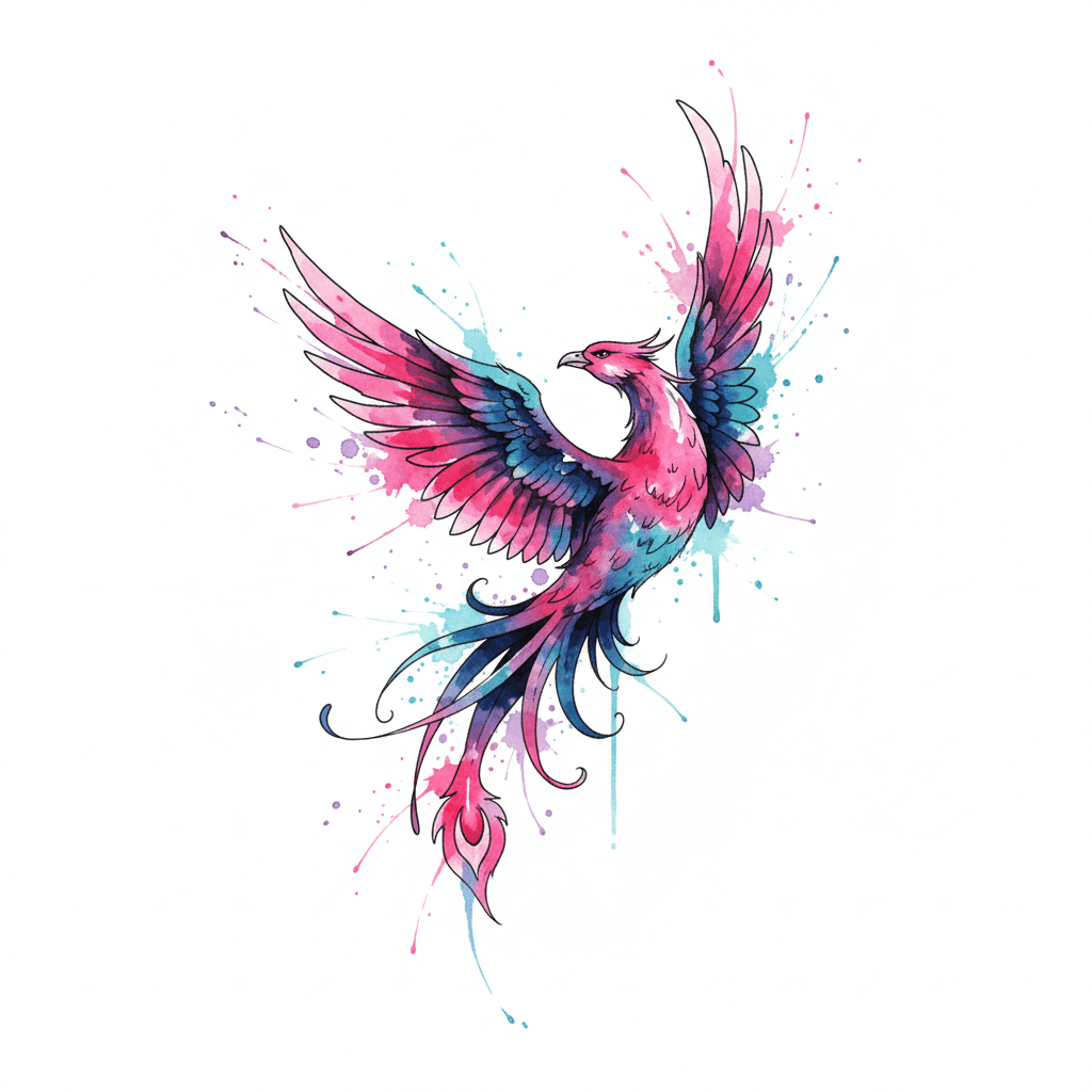 Watercolor tattoo flash design 85