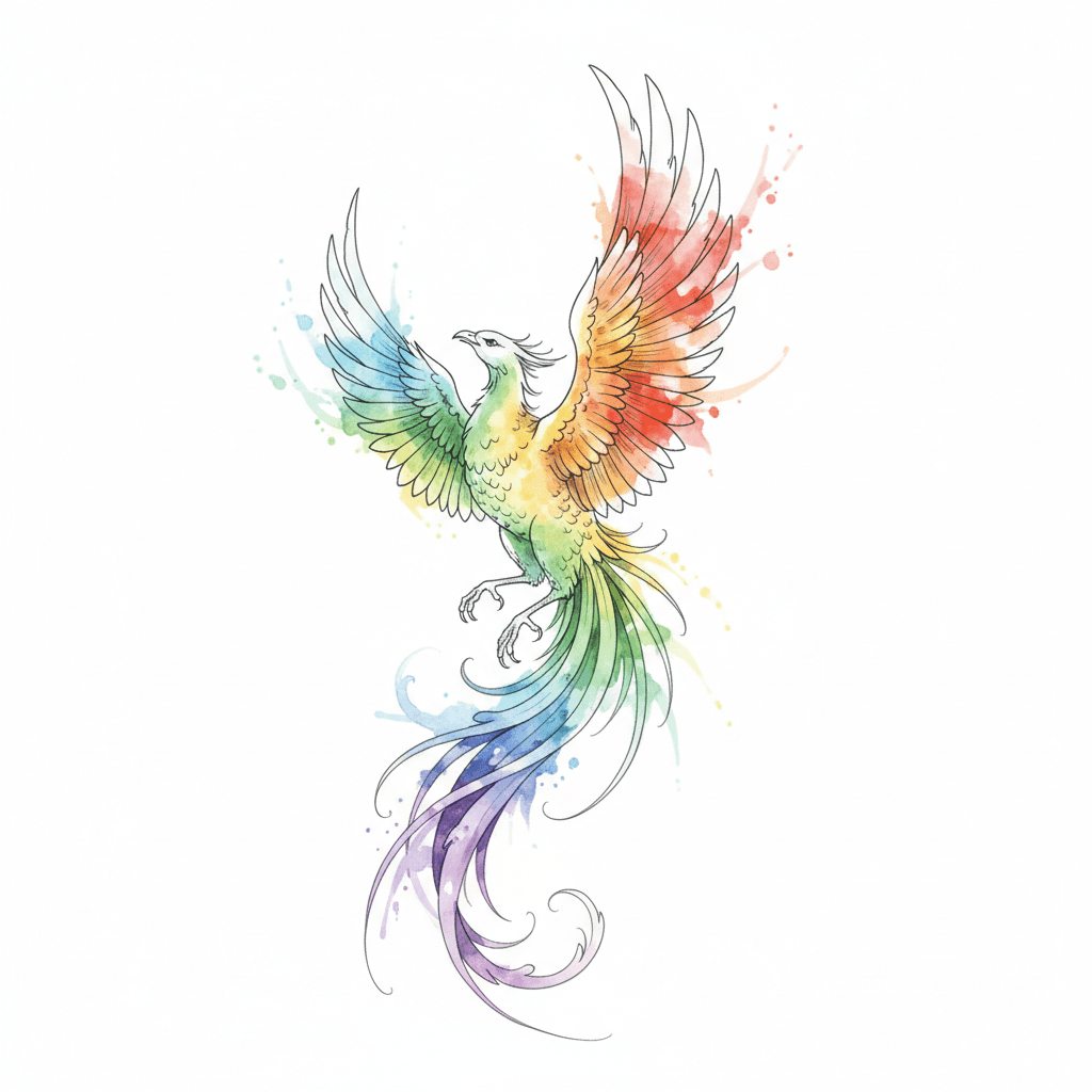 Watercolor tattoo flash design 87