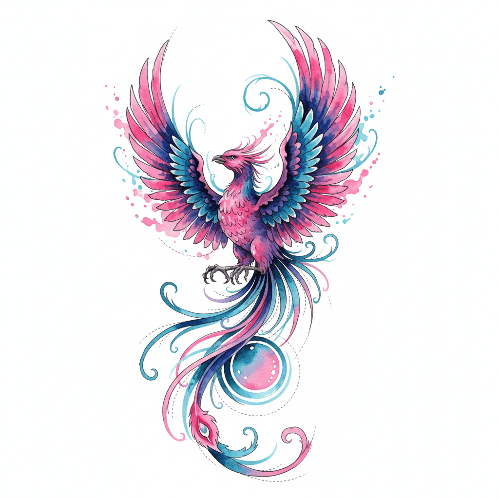 Watercolor tattoo flash design 88