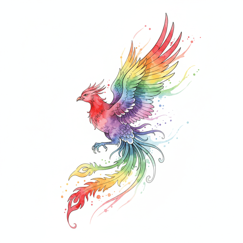 Watercolor tattoo flash design 90